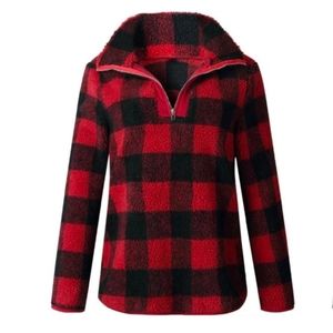 Checked fleece pullover